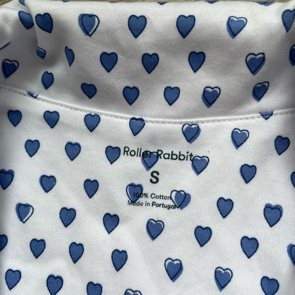 NWT Roller Rabbit Women’s Blue Hearts Polo Pajamas Set Sz S 100% Cotton - Picture 4 of 14